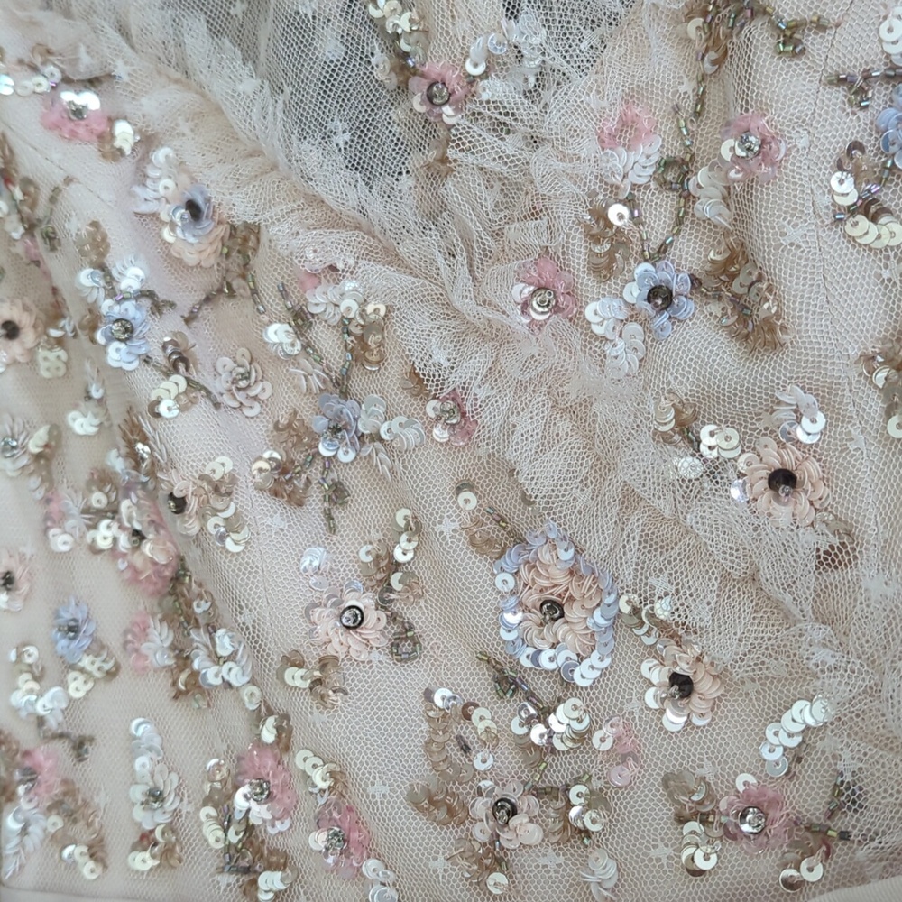 NEEDLE & THREAD Romantic Ruffled Sequined Tulle Evening Dress Size 0 - Picture 4 of 5